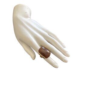 Chico&#39;s Women&#39;s Brown and Gold Modernist Statement Ring Size 7
